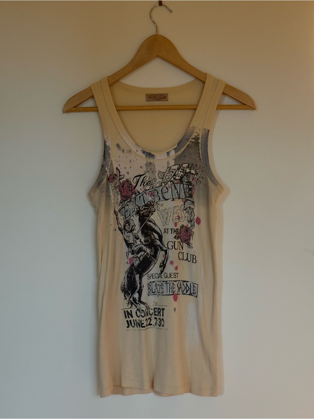 Graphic Cream Tank Top with Rodeo Print